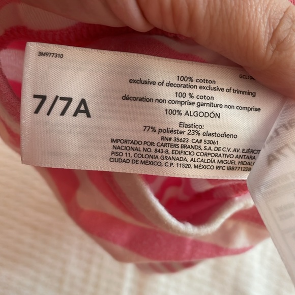 CARTERS UGC Girls Size 7 pink pajama striped set short sleeve flamingo 🦩 - Picture 7 of 12